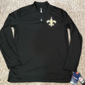 SAINTS black long sleeve quarter zip . Mens  large.  pull over NWT